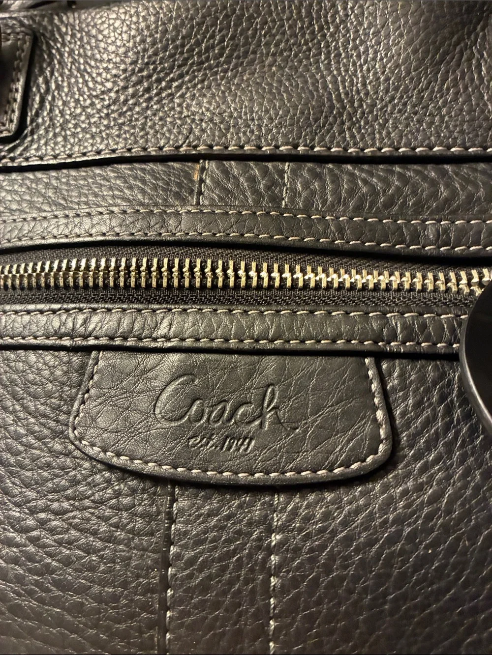 Genuine Coach Black Penelope Pebbled Leather Satchel with Silver Hardware